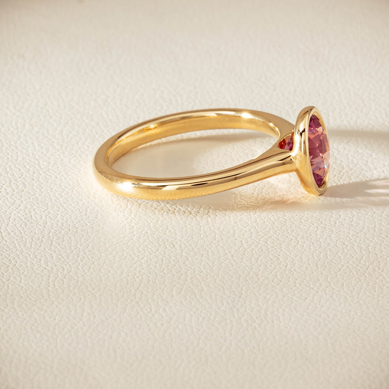 9ct Yellow Gold Pink Tourmaline Rubover Set Ring - Ring - Walker & Hall