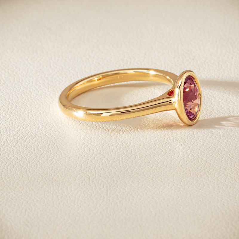 9ct Yellow Gold Pink Tourmaline Rubover Set Ring - Ring - Walker & Hall