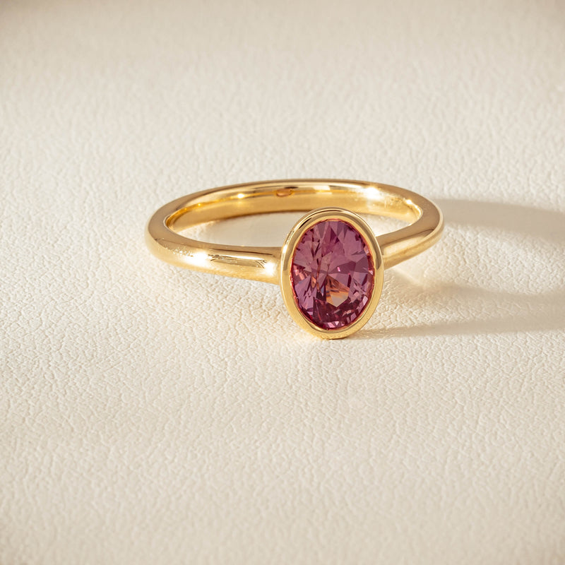 9ct Yellow Gold Pink Tourmaline Rubover Set Ring - Ring - Walker & Hall