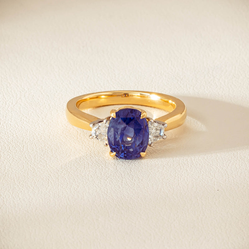 18ct Yellow Gold 4.00ct Sapphire & Diamond Ring - Ring - Walker & Hall