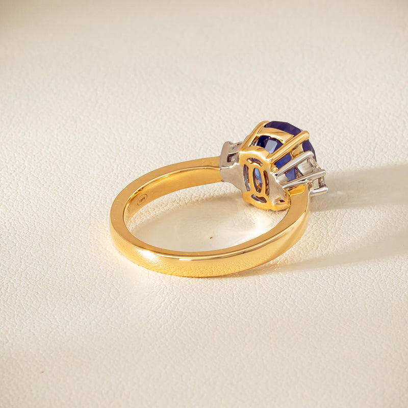 18ct Yellow Gold 4.00ct Sapphire & Diamond Ring - Ring - Walker & Hall