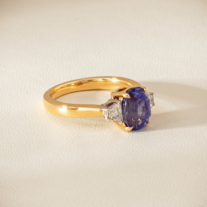 18ct Yellow Gold 4.00ct Sapphire & Diamond Ring - Ring - Walker & Hall