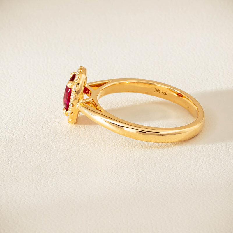 18ct Yellow Gold 1.02ct Pigeon's Blood Ruby & Diamond Nina Ring - Ring - Walker & Hall