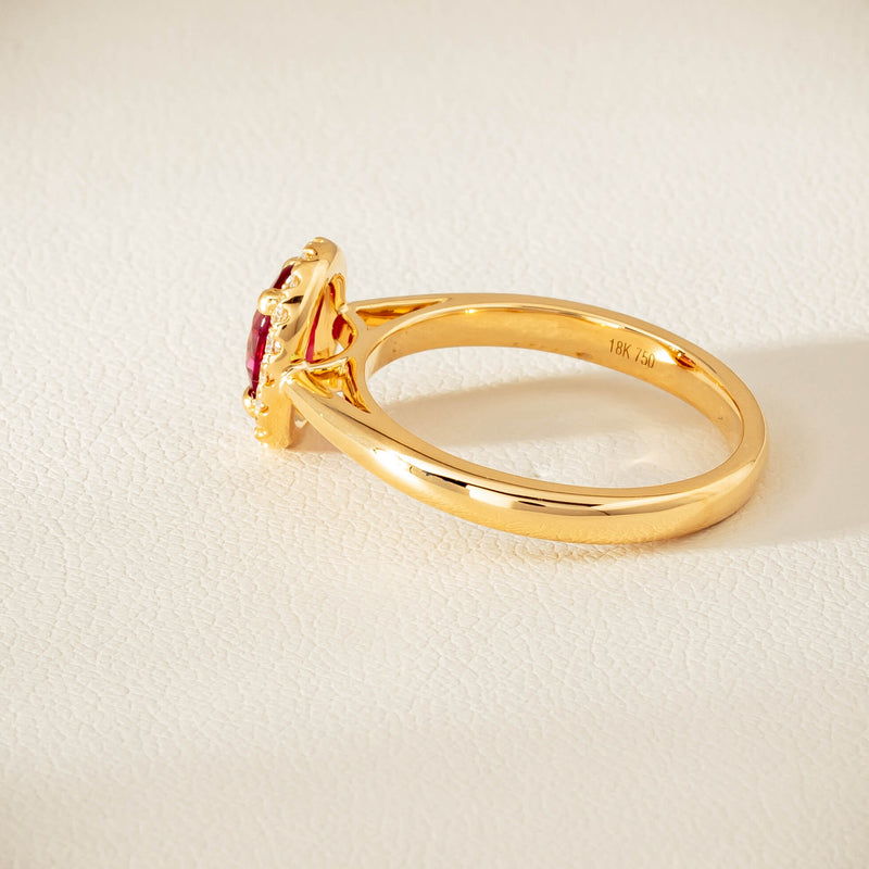 18ct Yellow Gold 1.02ct Pigeon's Blood Ruby & Diamond Nina Ring - Ring - Walker & Hall