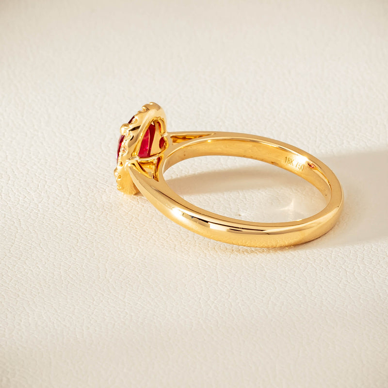 18ct Yellow Gold 1.02ct Pigeon's Blood Ruby & Diamond Nina Ring - Ring - Walker & Hall