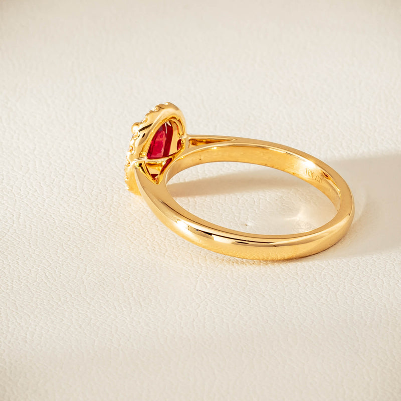 18ct Yellow Gold 1.02ct Pigeon's Blood Ruby & Diamond Nina Ring - Ring - Walker & Hall