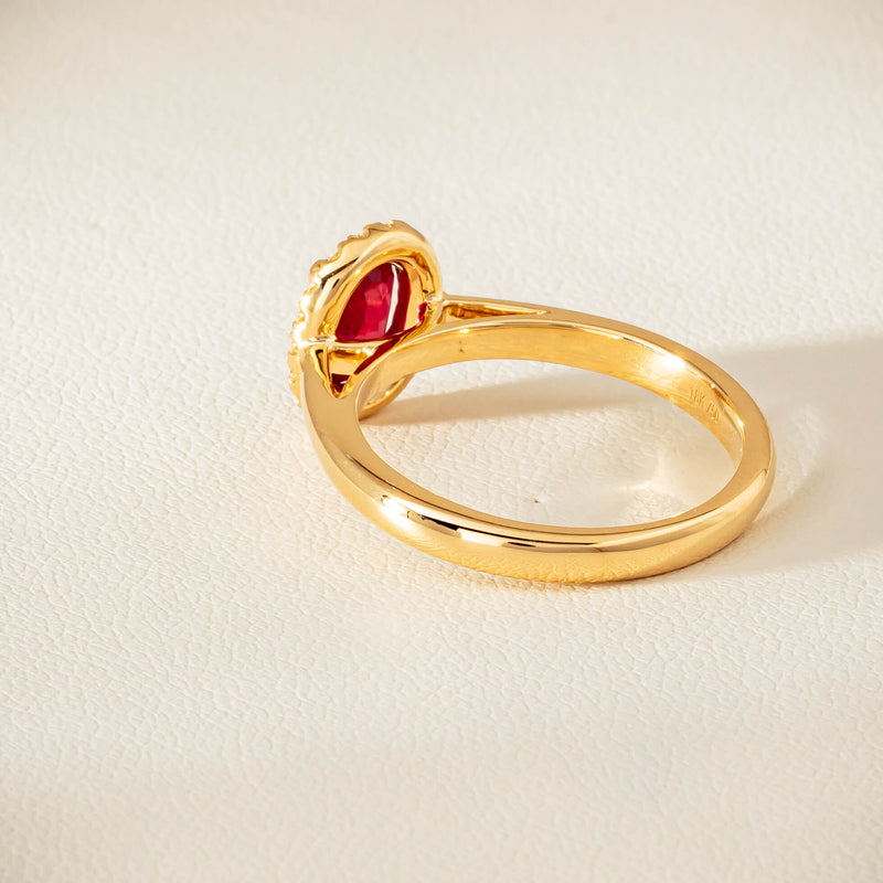 18ct Yellow Gold 1.02ct Pigeon's Blood Ruby & Diamond Nina Ring - Ring - Walker & Hall