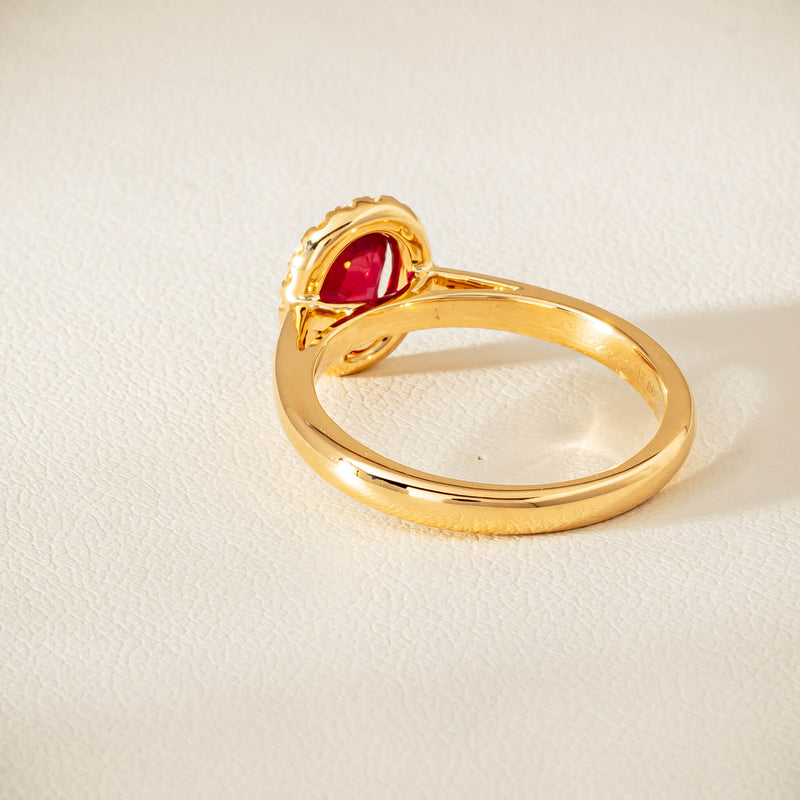 18ct Yellow Gold 1.02ct Pigeon's Blood Ruby & Diamond Nina Ring - Ring - Walker & Hall