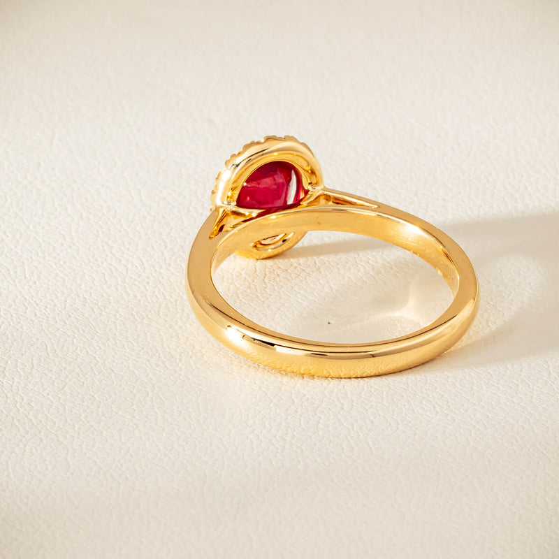 18ct Yellow Gold 1.02ct Pigeon's Blood Ruby & Diamond Nina Ring - Ring - Walker & Hall