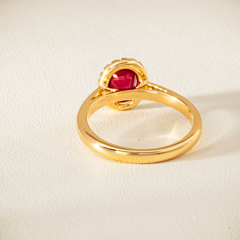 18ct Yellow Gold 1.02ct Pigeon's Blood Ruby & Diamond Nina Ring - Ring - Walker & Hall