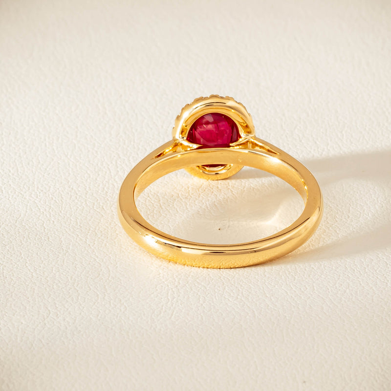 18ct Yellow Gold 1.02ct Pigeon's Blood Ruby & Diamond Nina Ring - Ring - Walker & Hall