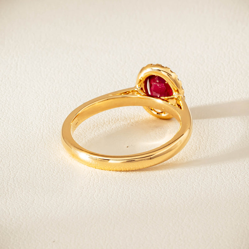 18ct Yellow Gold 1.02ct Pigeon's Blood Ruby & Diamond Nina Ring - Ring - Walker & Hall