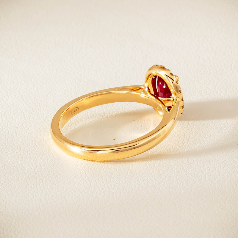 18ct Yellow Gold 1.02ct Pigeon's Blood Ruby & Diamond Nina Ring - Ring - Walker & Hall