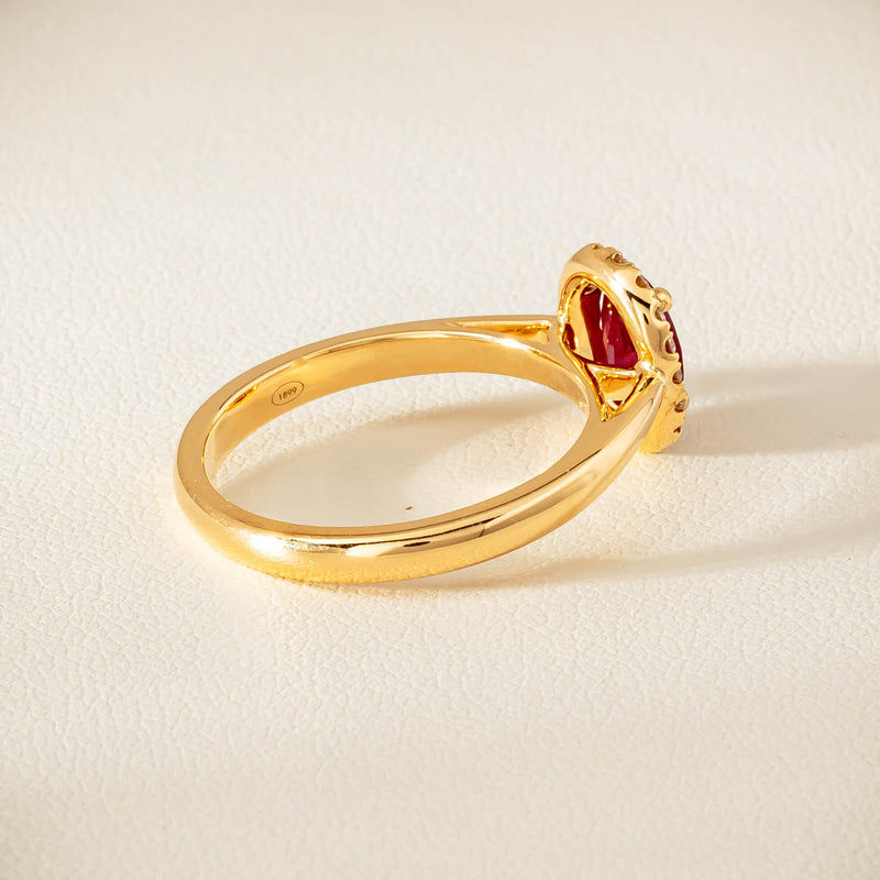 18ct Yellow Gold 1.02ct Pigeon's Blood Ruby & Diamond Nina Ring - Ring - Walker & Hall