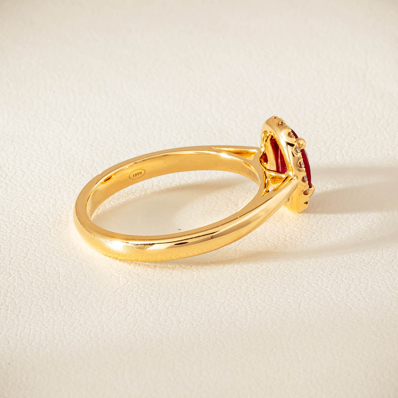 18ct Yellow Gold 1.02ct Pigeon's Blood Ruby & Diamond Nina Ring - Ring - Walker & Hall