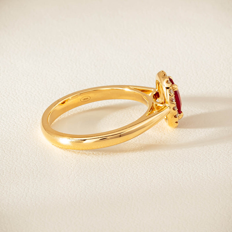 18ct Yellow Gold 1.02ct Pigeon's Blood Ruby & Diamond Nina Ring - Ring - Walker & Hall