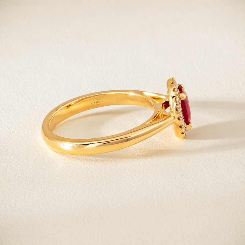 18ct Yellow Gold 1.02ct Pigeon's Blood Ruby & Diamond Nina Ring - Ring - Walker & Hall