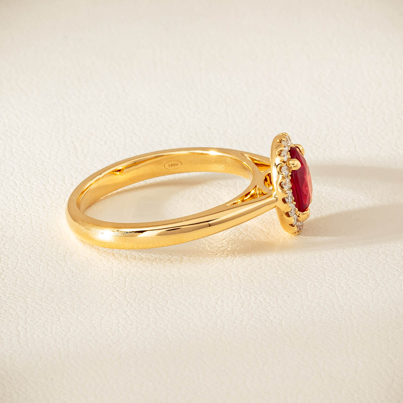 18ct Yellow Gold 1.02ct Pigeon's Blood Ruby & Diamond Nina Ring - Ring - Walker & Hall