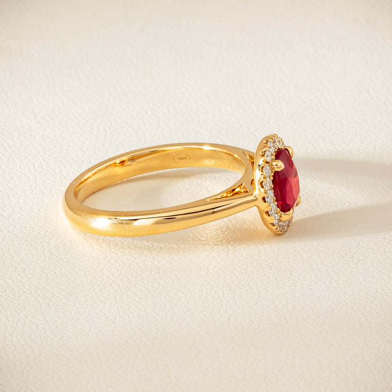 18ct Yellow Gold 1.02ct Pigeon's Blood Ruby & Diamond Nina Ring - Ring - Walker & Hall