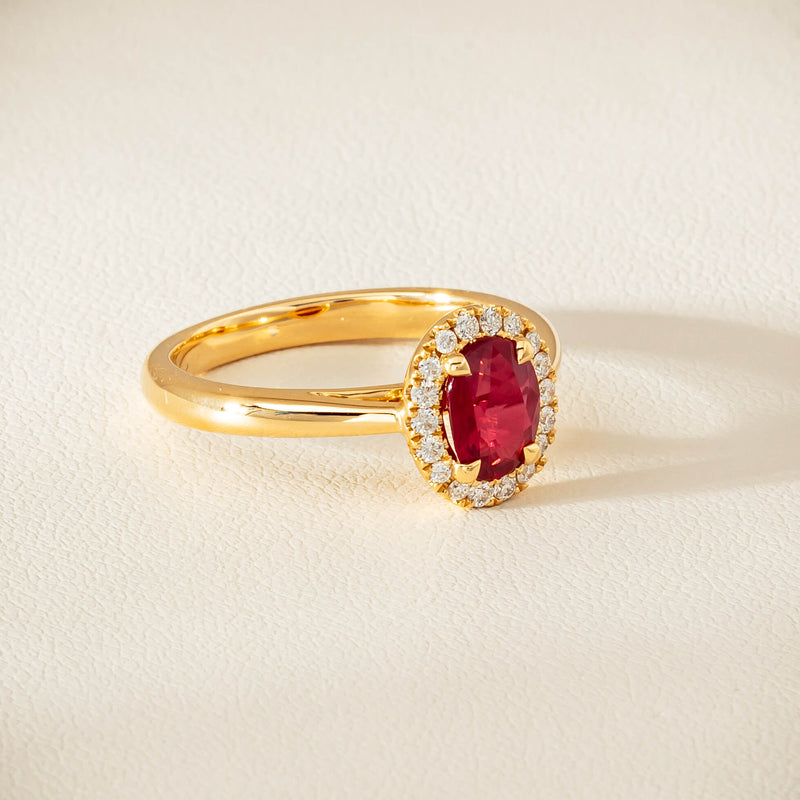 18ct Yellow Gold 1.02ct Pigeon's Blood Ruby & Diamond Nina Ring - Ring - Walker & Hall