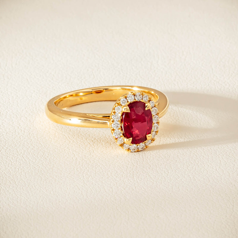 18ct Yellow Gold 1.02ct Pigeon's Blood Ruby & Diamond Nina Ring - Ring - Walker & Hall