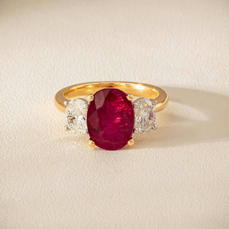 18ct Yellow & White Gold 4.54ct Ruby & Diamond Ring - Ring - Walker & Hall