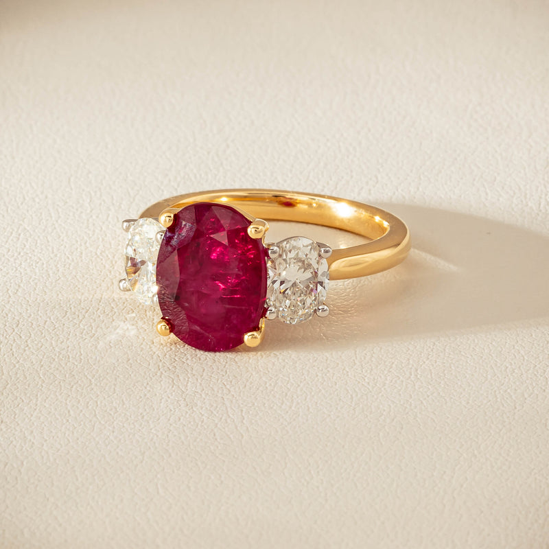 18ct Yellow & White Gold 4.54ct Ruby & Diamond Ring - Ring - Walker & Hall