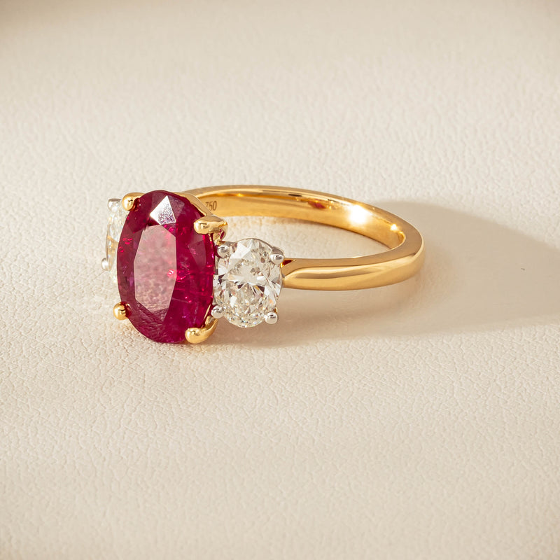 18ct Yellow & White Gold 4.54ct Ruby & Diamond Ring - Ring - Walker & Hall