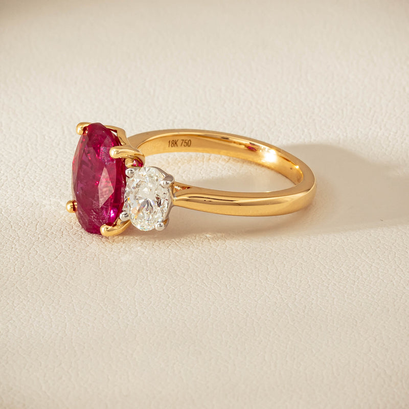 18ct Yellow & White Gold 4.54ct Ruby & Diamond Ring - Ring - Walker & Hall