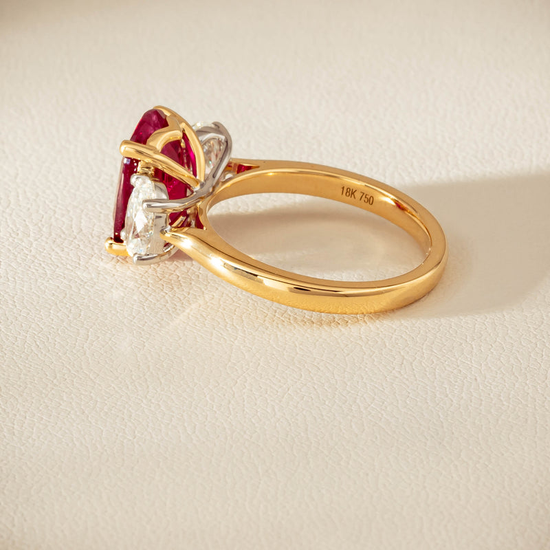 18ct Yellow & White Gold 4.54ct Ruby & Diamond Ring - Ring - Walker & Hall