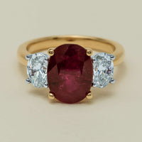 18ct Yellow & White Gold 4.54ct Ruby & Diamond Ring - Ring - Walker & Hall