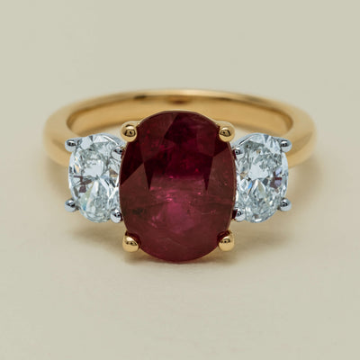 18ct Yellow & White Gold 4.54ct Ruby & Diamond Ring - Ring - Walker & Hall
