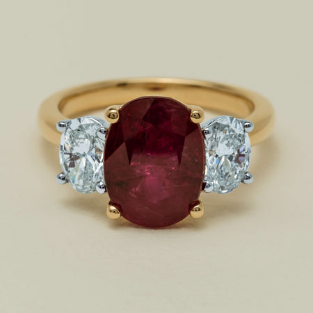 18ct Yellow & White Gold 4.54ct Ruby & Diamond Ring - Ring - Walker & Hall