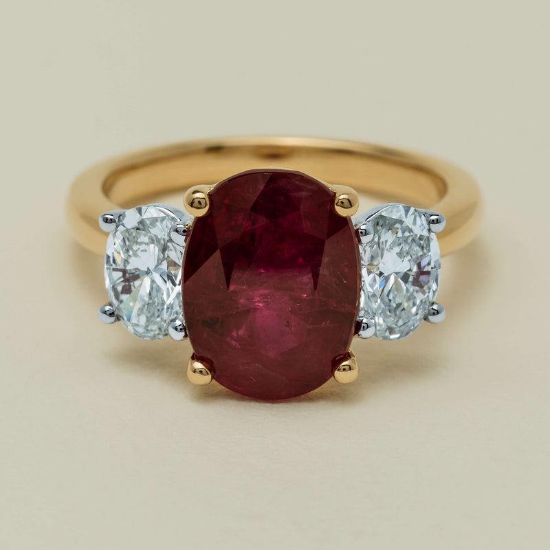 18ct Yellow & White Gold 4.54ct Ruby & Diamond Ring - Ring - Walker & Hall