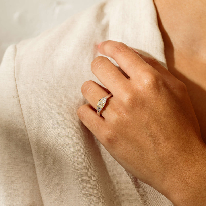 18ct White Gold 1.32ct Fancy Diamond Three-Stone Ring - Ring - Walker & Hall