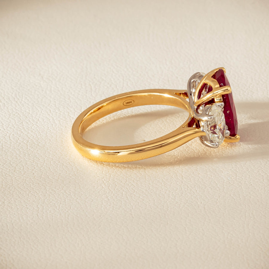 18ct Yellow & White Gold 4.54ct Ruby & Diamond Ring - Ring - Walker & Hall