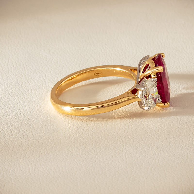 18ct Yellow & White Gold 4.54ct Ruby & Diamond Ring - Ring - Walker & Hall