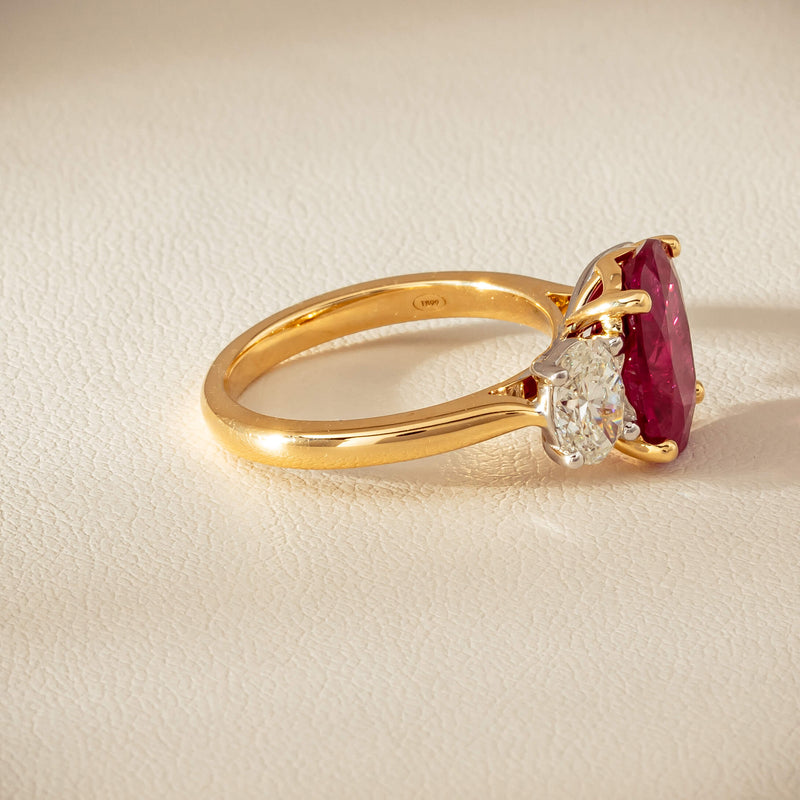 18ct Yellow & White Gold 4.54ct Ruby & Diamond Ring - Ring - Walker & Hall