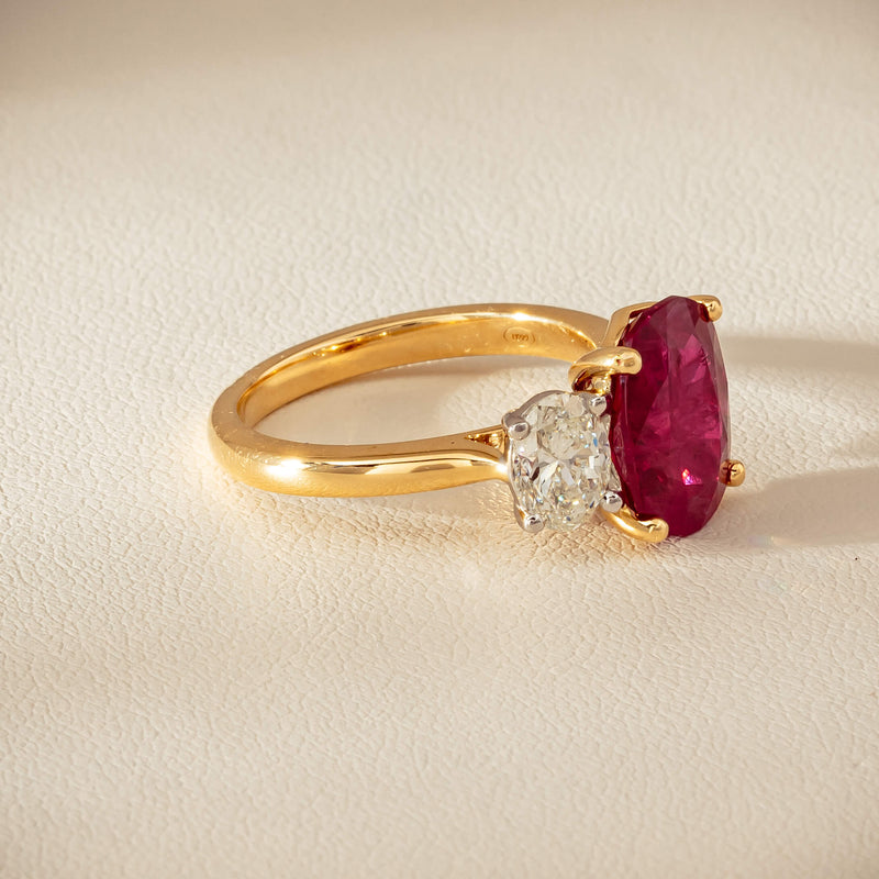 18ct Yellow & White Gold 4.54ct Ruby & Diamond Ring - Ring - Walker & Hall