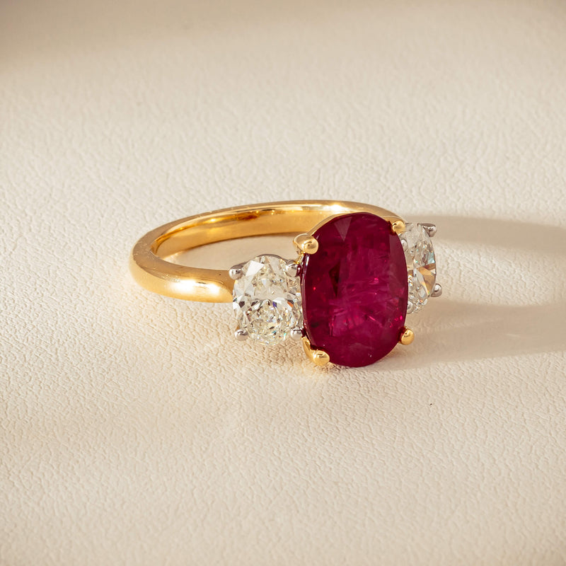 18ct Yellow & White Gold 4.54ct Ruby & Diamond Ring - Ring - Walker & Hall