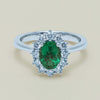 18ct White Gold 1.10ct Emerald & Diamond Belle Ring - Ring - Walker & Hall