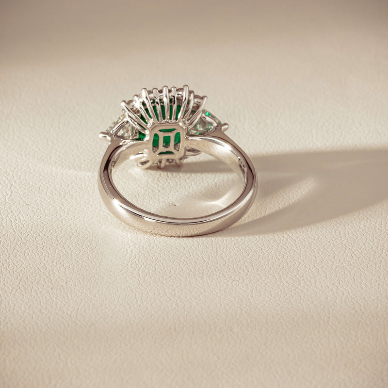 Platinum 2.10ct Emerald & Diamond Cluster Ring - Ring - Walker & Hall