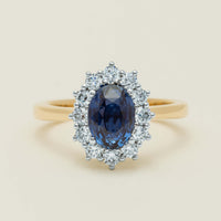 18ct Yellow Gold 2.20ct Sapphire & Diamond Belle Ring - Ring - Walker & Hall