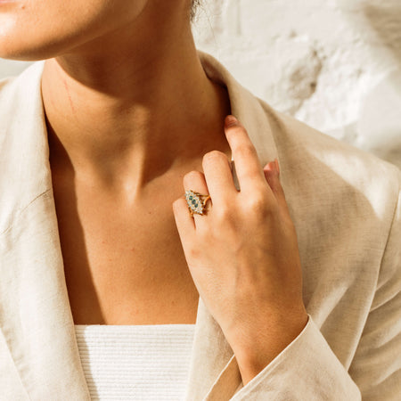 Deja Vu 18ct Yellow Gold Emerald & Diamond Cluster Ring - Ring - Walker & Hall