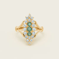 Deja Vu 18ct Yellow Gold Emerald & Diamond Cluster Ring - Ring - Walker & Hall