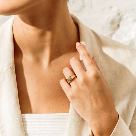 Deja Vu 9ct Yellow Gold Greenstone Ring - Ring - Walker & Hall