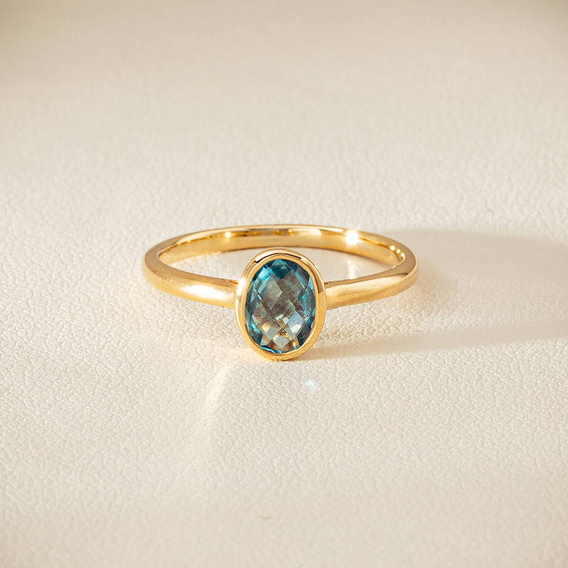 9ct Yellow Gold Blue Topaz Iris Ring - Ring - Walker & Hall