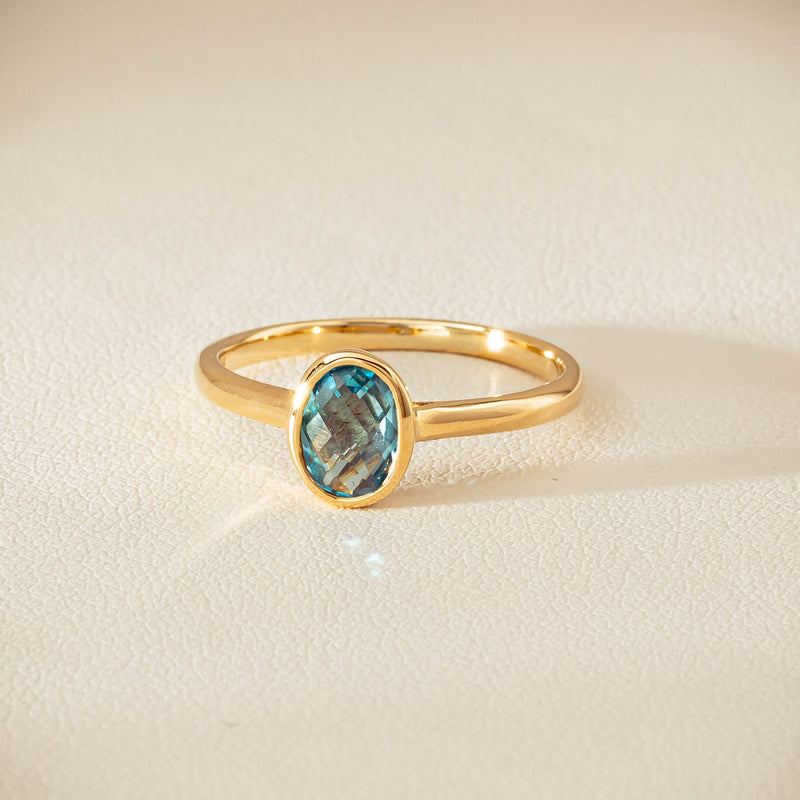 9ct Yellow Gold Blue Topaz Iris Ring - Ring - Walker & Hall