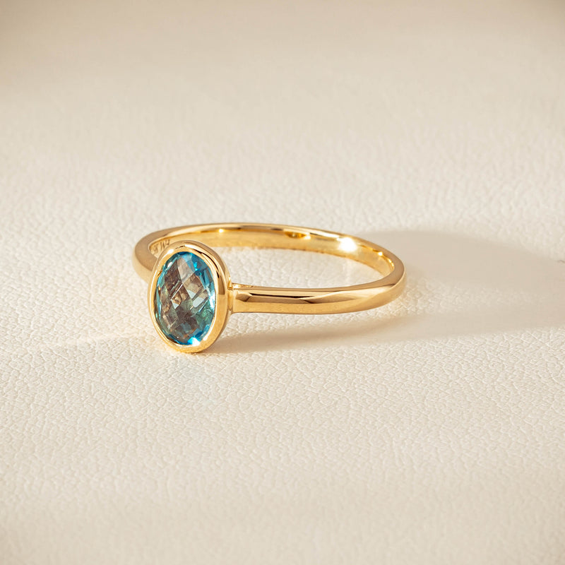 9ct Yellow Gold Blue Topaz Iris Ring - Ring - Walker & Hall