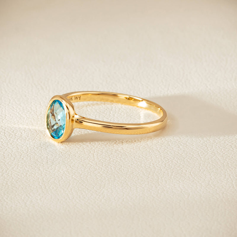 9ct Yellow Gold Blue Topaz Iris Ring - Ring - Walker & Hall